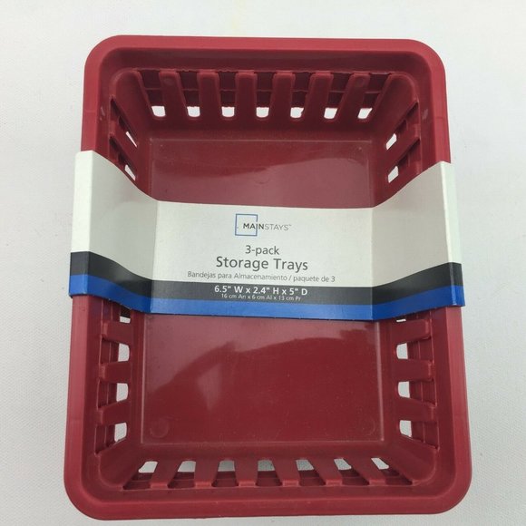 Mainstays Storage Trays 3 Pack Shelf Drawer Desk Organizer Container - Picture 2 of 8